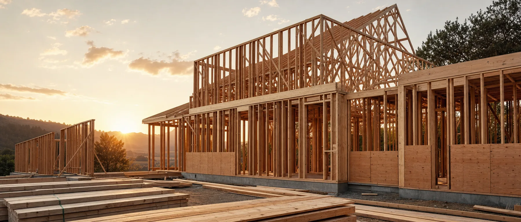Framing detail on a residential project — square, plumb, and clean